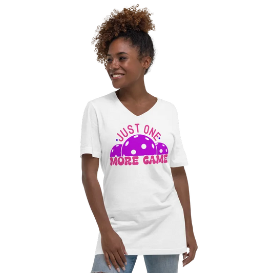 "Just One More Game" Raspberry- Women's V-Neck