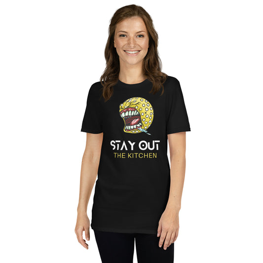 Stay Out the Kitchen| Black/Navy/Dark Heather Soft T-Shirt +logo on back