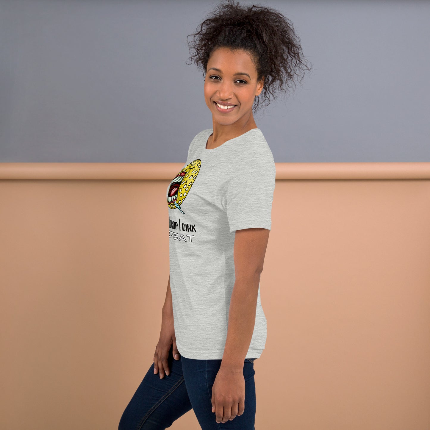 "Drive Drop Dink Repeat" - Pickleball Colorful Soft Shirt + Back Label