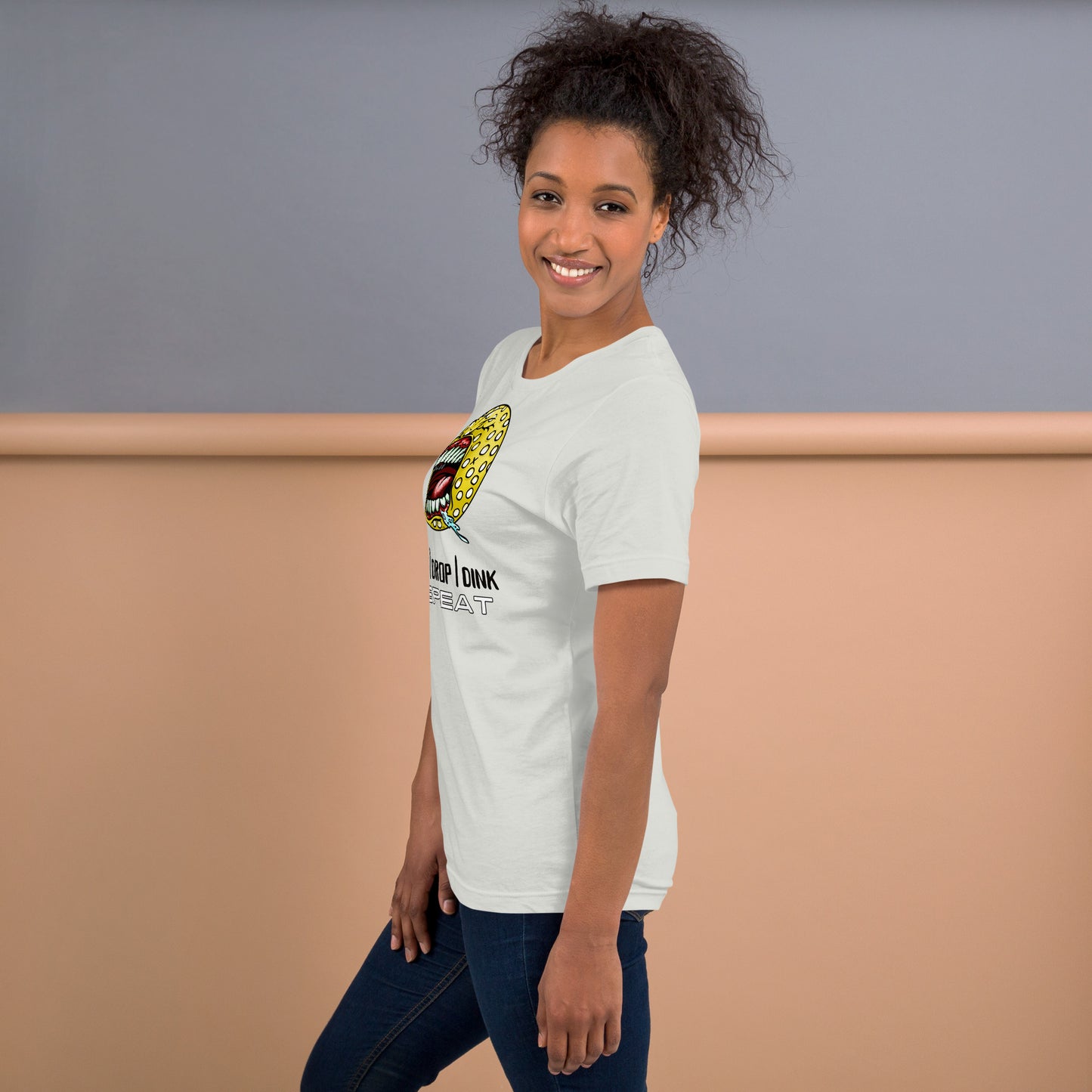 "Drive Drop Dink Repeat" - Pickleball Colorful Soft Shirt + Back Label