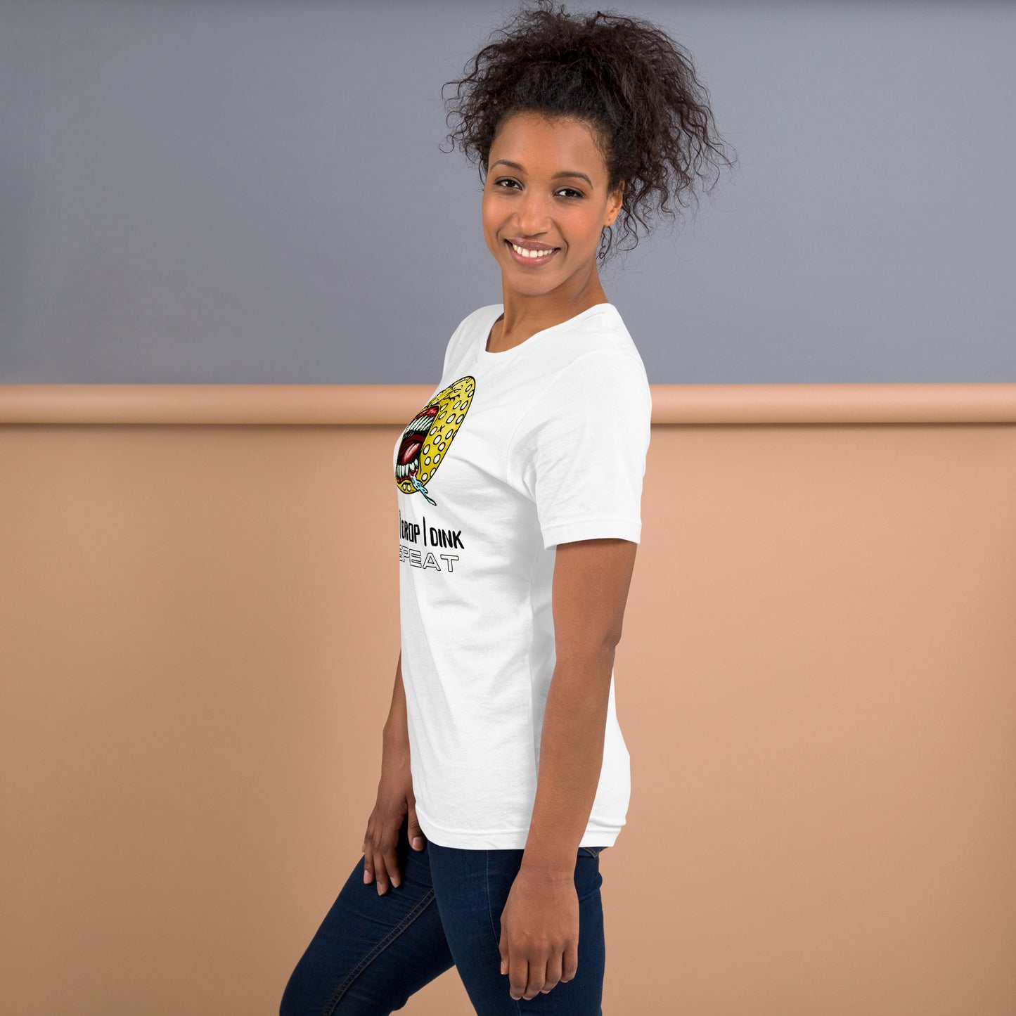 "Drive Drop Dink Repeat" - Pickleball Colorful Soft Shirt + Back Label