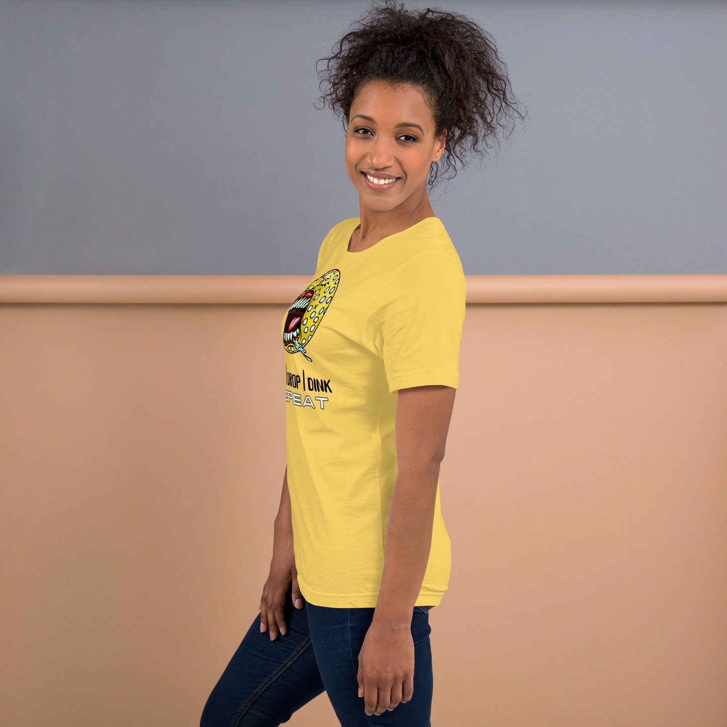 "Drive Drop Dink Repeat" - Pickleball Colorful Soft Shirt + Back Label