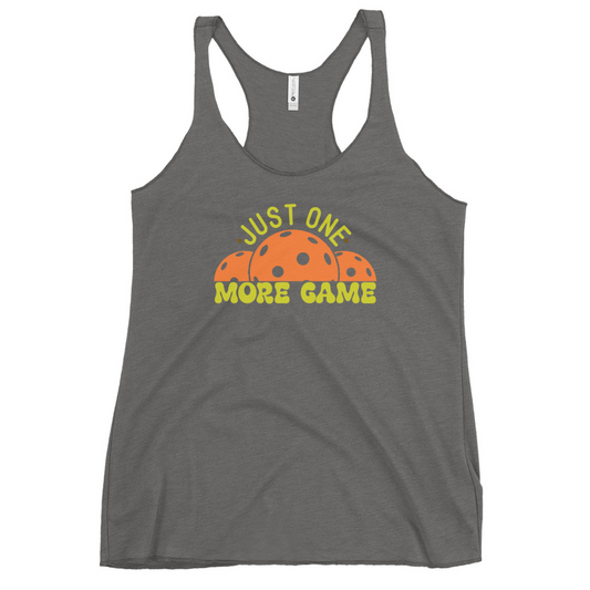 "Just One More Game" Women's Racerback Pickleball Tank