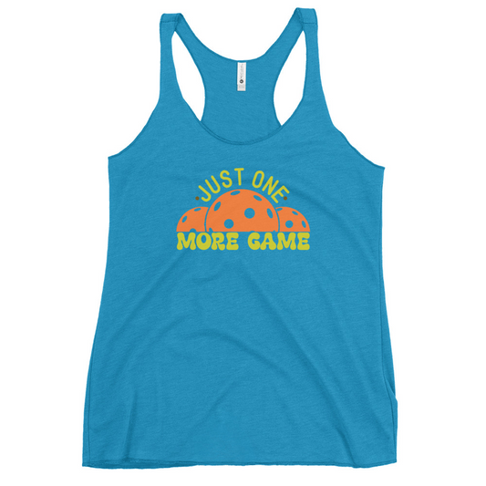 "Just One More Game" Women's Racerback Pickleball Tank